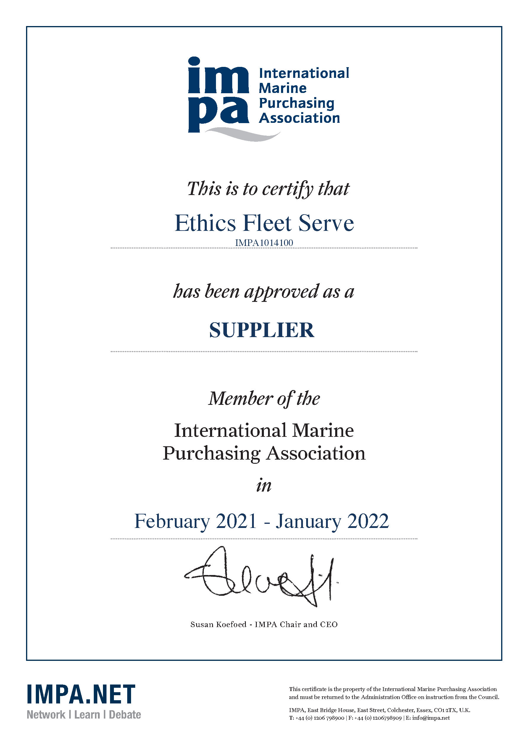 ETHICS FLEET SERVE